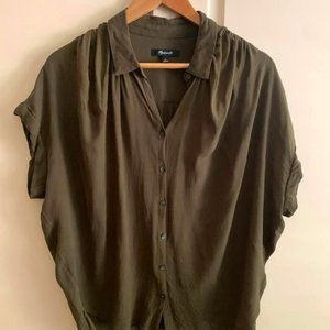 Madewell Drapey Blouse in Olive Color